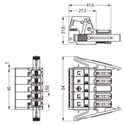 WAGO - Steckverbinder für steckbare Gebäudeinstallation Buchse 831-3105/1019-004 5-polig,schwarz − 5 Stück