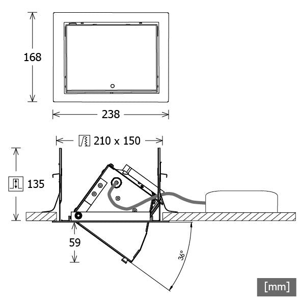 LTS Licht&Leuchten - Downlight/Strahler/Flutlicht LED-Einbau-Wallwasher VFCL 7002530DA si 3000K DALI 80°silber