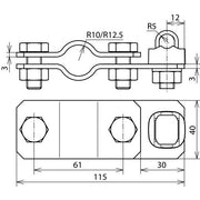 DEHN - Anschlussklemme für Stab-/Tiefenerder TE-Anschlussschelle ASTE25KSV710STTZN St/tZn D 25mm