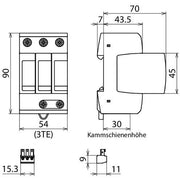 DEHN - Überspannungsableiter für Energietechnik/Stromversorgung Überspannungsableiter DG M TNC ACI 275 FM 3-polig Uc 275V