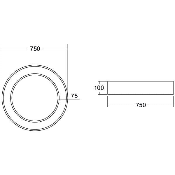 Brumberg Leuchten - Decken-/Wandleuchte LED-Anbau-Ringleuchte 13571174 DALI DT6 D75cm H10cm