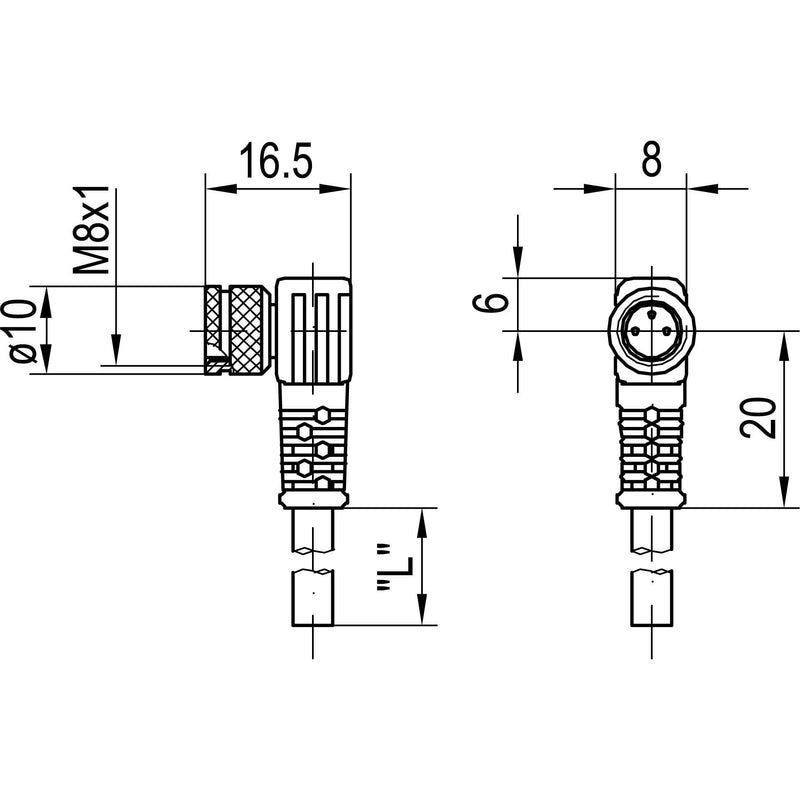 Sensopart - Konfektioniertes Sensor-Aktor-Kabel Anschlusskabel K4-5m-W-PUR 5m,4pol. Winkel PUR