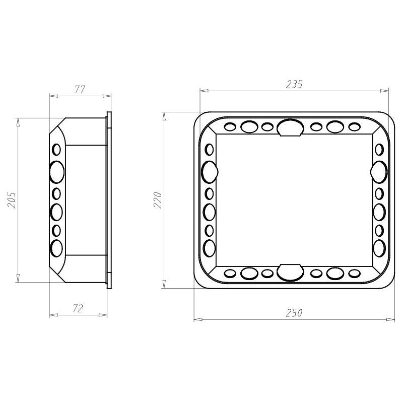 Kaiser - Dose, Gehäuse für Montage in der Wand/Decke Abzweigkasten 9197-91 205x235x72mm