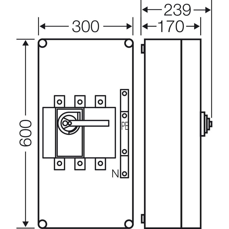 Hensel - Lasttrennschalter Lastschaltergehäuse Mi 7445 400A,3pol.+PE+N
