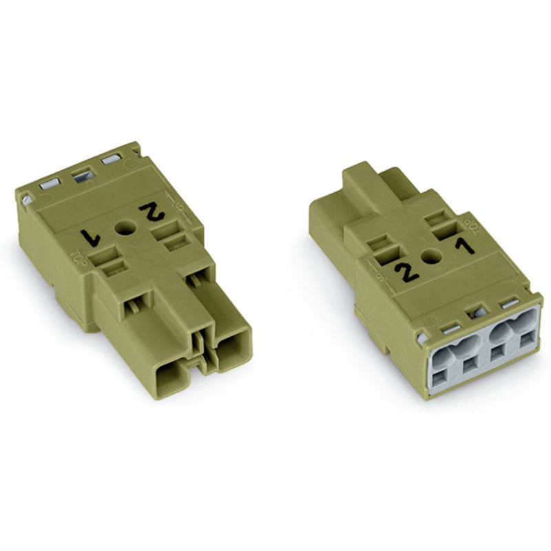 WAGO - Steckverbinder für steckbare Gebäudeinstallation Stecker 2-polig 770-272 Kod. B,hellgrün − 100 Stück