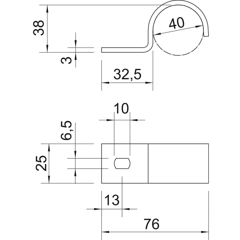 OBO Bettermann - Befestigungsschelle für Kabel/Rohre Befestigungsschelle 822 40 A4 40mm einlappig − 100 Stück