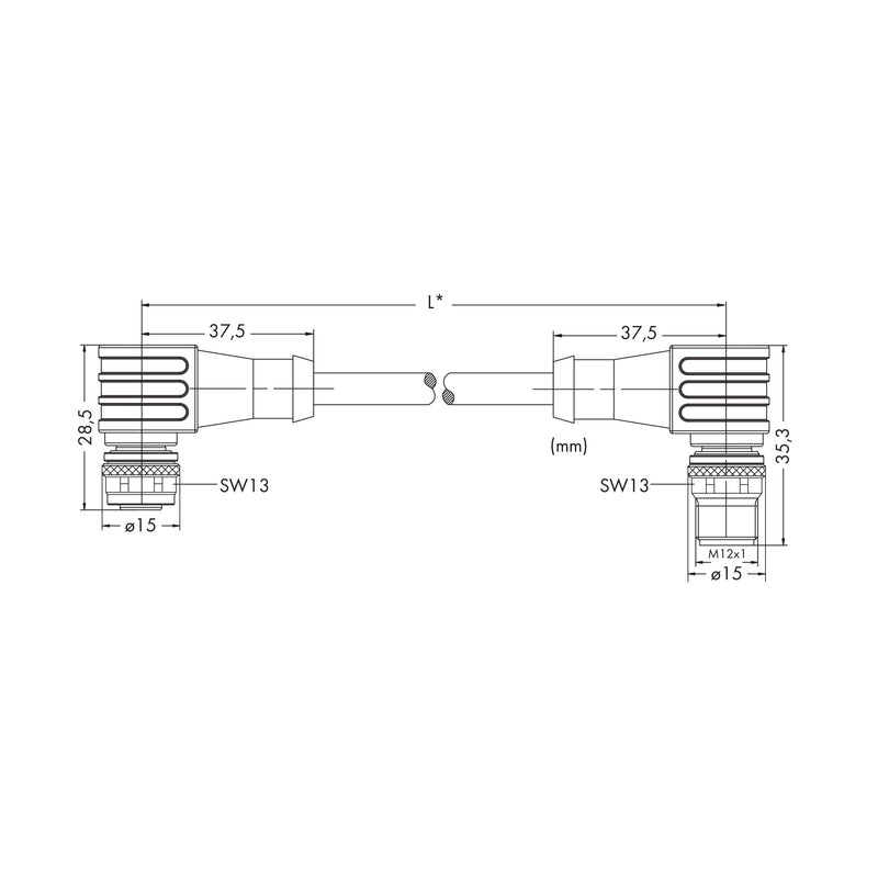 WAGO - Patchkabel Kupfer Industrie CANopen-/DeviceNet-Leitung 756-1406/060-100 winklig,violett − 1 Stück