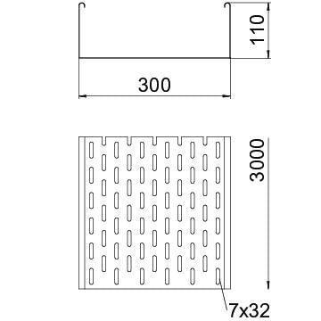 OBO Bettermann - Kabelrinne MKS 130 FS 110x300mm − 3 Meter