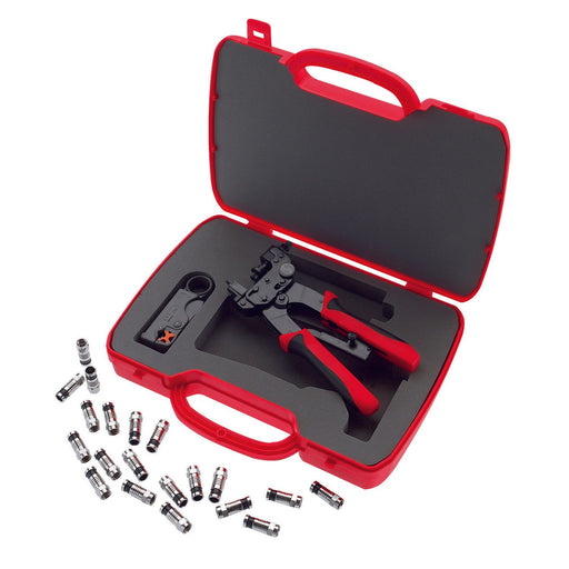 Cimco Werkzeuge - Presswerkzeug Kabelschuhe/Verbinder, Aderendhülsen, Schirmanschluss Werkzeugset 106154 F-Kompressionsst