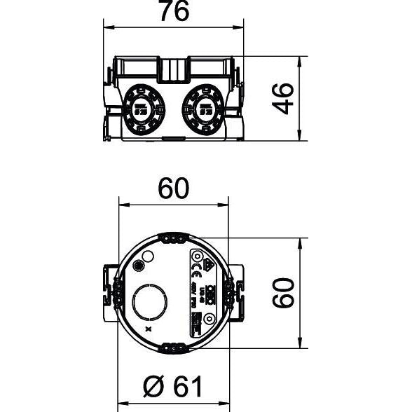 OBO Bettermann - Dose, Gehäuse für Montage in der Wand/Decke UP Gerätedose UG 46-LKG − 350 Stück