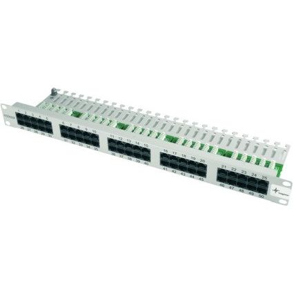 Telegärtner - Patchpanel Kupfer 19" ISDN-Panel 50-Port MPPISDN 50-H kurz 1HE, RAL7035 − 1 Stück