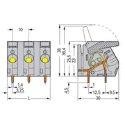 WAGO - Leiterplattenklemme Hebel 2706-254 6mm²,grau − 30 Stück