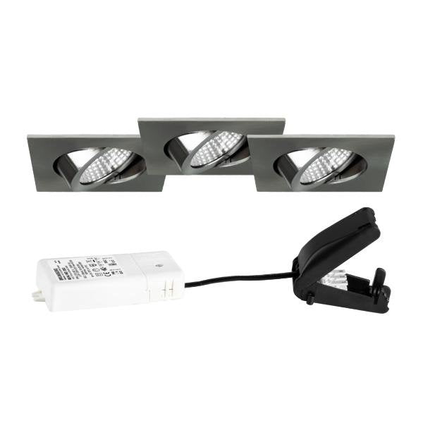 Brumberg Leuchten - Downlight/Strahler/Flutlicht LED-Strahlerset (VE3) 39465153S3 nickel