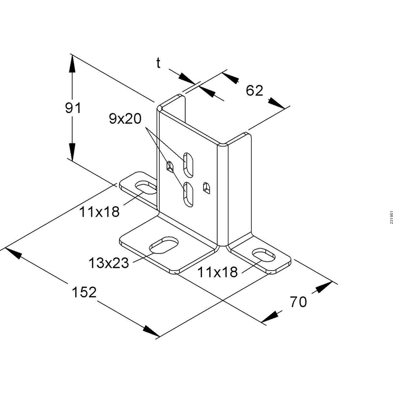 Niedax - Befestigungselement für Stiel/Profilschiene Steigetrassenbefestigung STBA 60 E5 Adapter, Edelstahl − 20 Stück