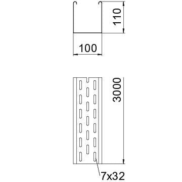 OBO Bettermann - Kabelrinne MKS 110 FS 110x100mm − 3 Meter