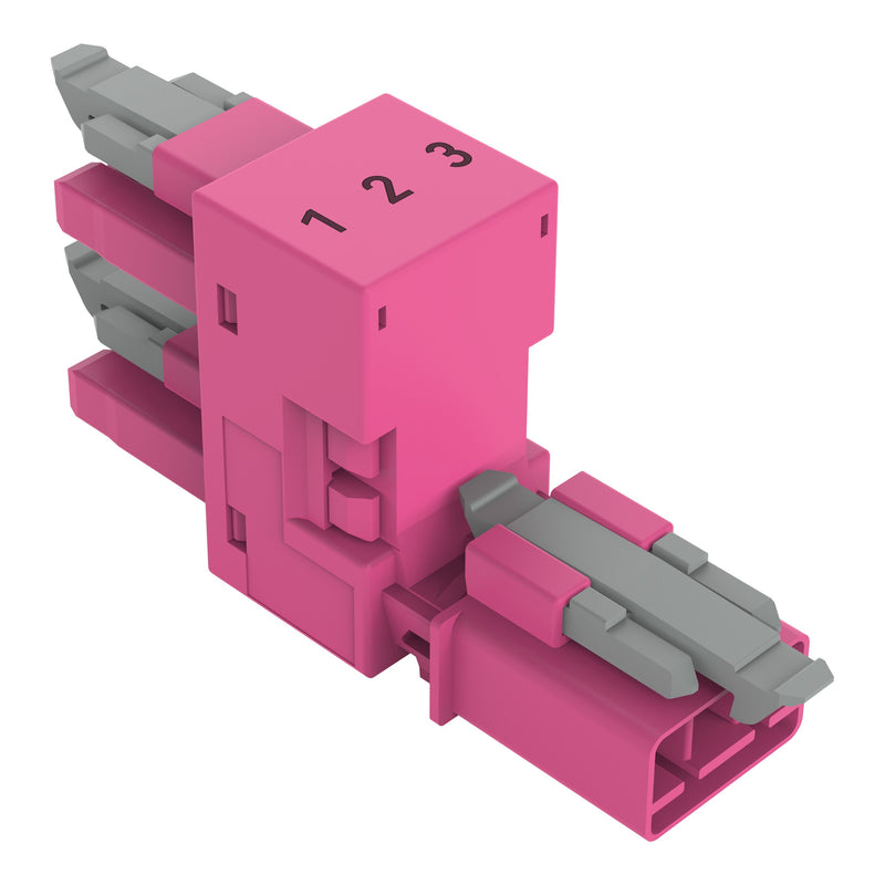 WAGO - Kompaktverteiler für steckbare Gebäudeinstallation h-Verteiler 3-polig 890-1763 Kod. B,pink − 50 Stück