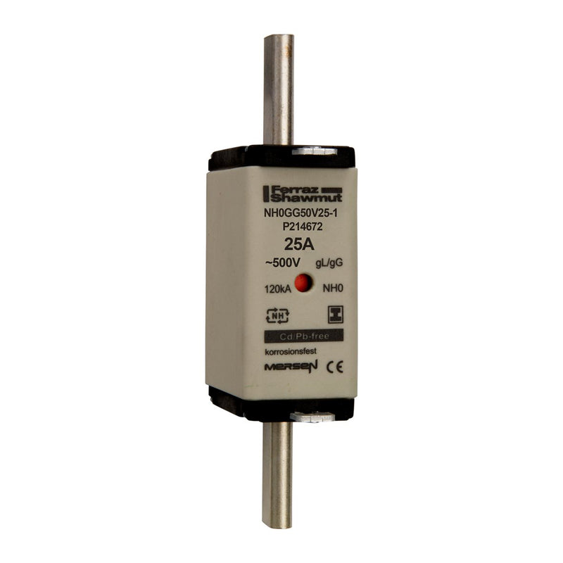 Mersen - Messersicherung NH-Sicherungseinsatz SG NH0GG50V25-1 Gr.0 gG 25A/500V KM − 3 Stück