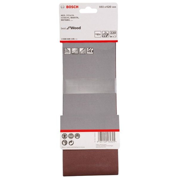 Bosch - Schleifpapier/Schleifvlies PRO X440 Schleifband, 100 2608606146 x 620 mm G220 3-tlg