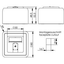 Telegärtner - Kommunikationsanschlussdose Kupfer Modul-Aufnahme AP 80x80 100021381 1fach aws leer