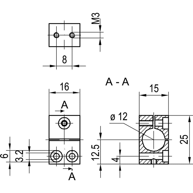 Sensopart - Zubehör/Ersatzteile für Positionsschalter Montageblock MB 12 Innen D=12mm