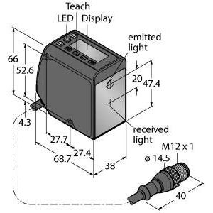 Turck - Optischer Abstandssensor Opto-Sensor LTF12IC2LDQP Lichttaster − 1 Stück