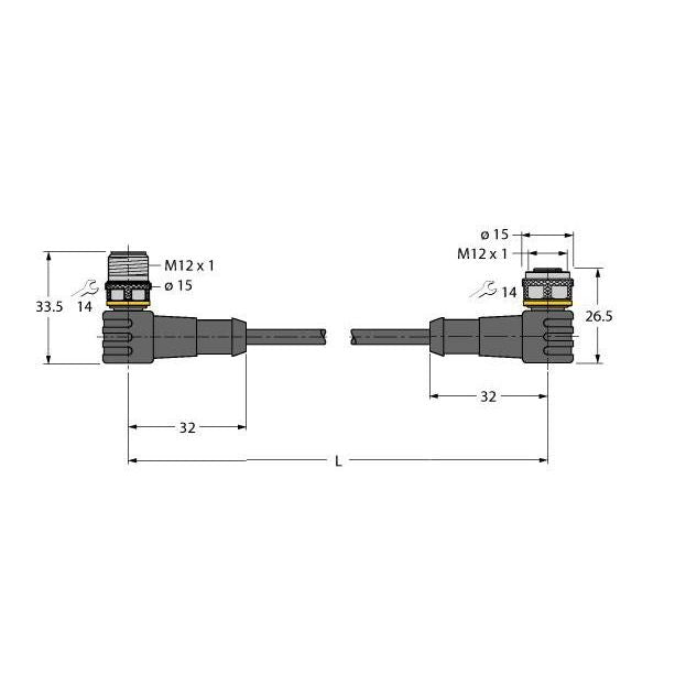 Turck - Rundsteckverbinder, feldkonfektionierbar (Industriesteckverbinder) PUR-Kabelmantel WSC-WKC5701-2.5M Thin