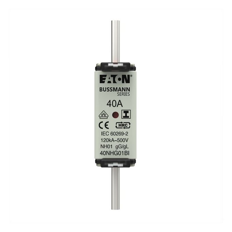 Eaton - Messersicherung Sicherungseinsatz Nieders. NH-SICHERU#40NHG01BI 40A AC 500V 120kA − 3 Stück