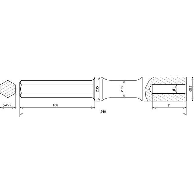 DEHN - Einschlaghilfe für Stab-/Tiefenerder Hammereinsatz HETE20SW22VHACSTBLAN f. TE D20mm L240mm