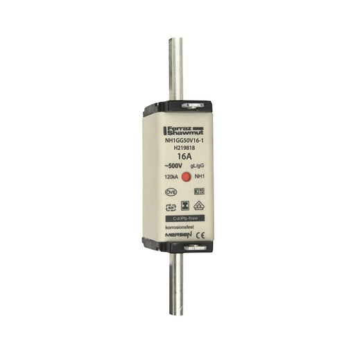 Mersen - Messersicherung NH-Sicherungseinsatz SG NH1GG50V16-1 Gr.1 gG 16A/500V KM − 3 Stück