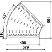OBO Bettermann - Bogen für Kabelrinne Bogen 45 Grad RB 45 650 FT 60x500 tauchfeuerv. − 1 Stück