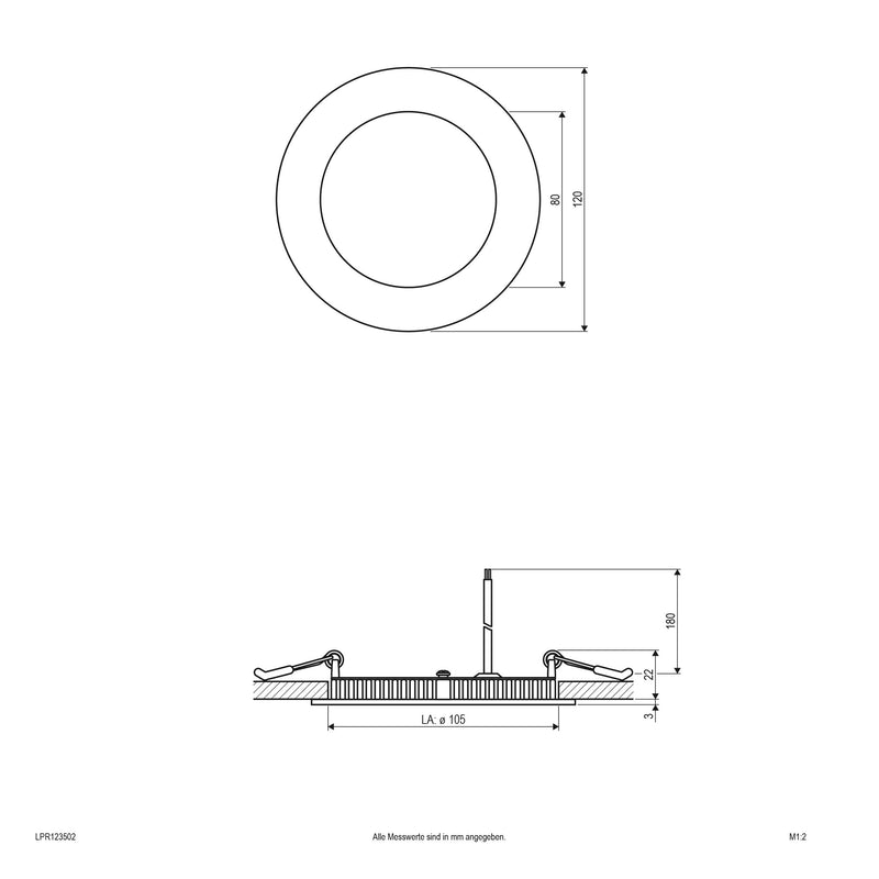EVN Lichttechnik - Decken-/Wandleuchte LED Einbau Panel LPR 123 502 9W 350mA 3000K