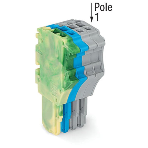 WAGO - Ein- und mehrpolige Klemmenleiste 1-Leiter-Federleiste 2020-104/000-039 1,5 mm²,gn-ge/bl/gr − 50 Stück