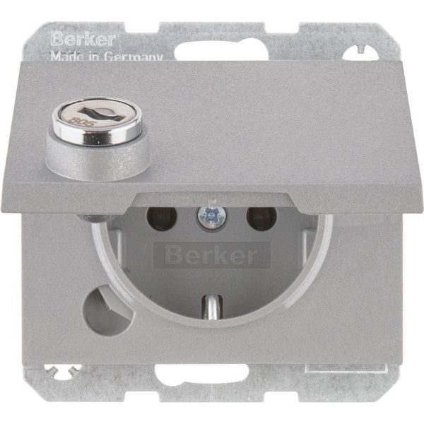 Berker - Steckdose SCHUKO-Steckdose alu/mt 47637003 Steckklemme, Schloss