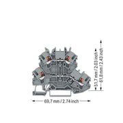 WAGO - Durchgangs-Reihenklemme Doppelstockklemme 2202-2201 Drücker,grau − 50 Stück