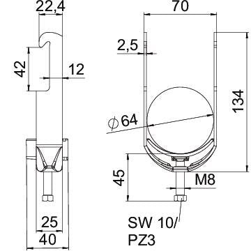 OBO Bettermann - Bügelschelle BS-W1-K-64 ALU 58-64mm