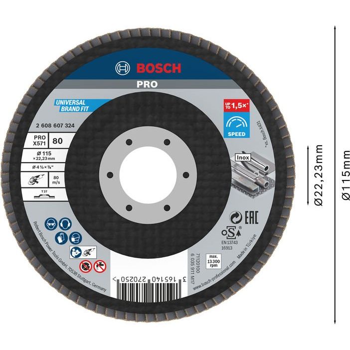 Bosch - Trenn-/Schleifscheibe PRO X571 2608607324 Fächerschleifscheibe