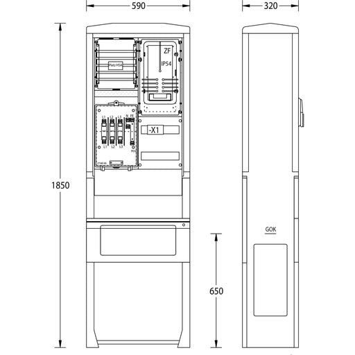uesa - Zähler-Komplettschrank Zähleranschlusssäule ZAS-S-1-E.ON Bayern