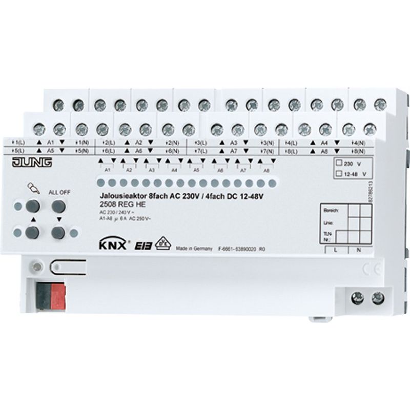 Jung - Bussystem-Jalousieaktor KNX-Jalousieaktor 2508 REGHE REG Gehäuse 8TE − 1 Stück
