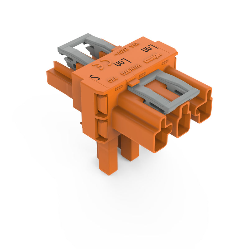 WAGO - Kompaktverteiler für steckbare Gebäudeinstallation T-Verteiler 3-polig 770-670 Kod. R,orange − 50 Stück