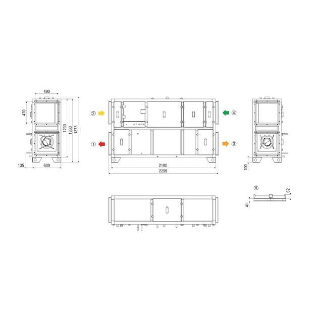 Maico - Lüftungsgerät mit Wärmerückgewinnung gewerblich Kompaktgerät MV4512VLMode RLT1200MV4512VL5 1200cbm/h/li/verti.