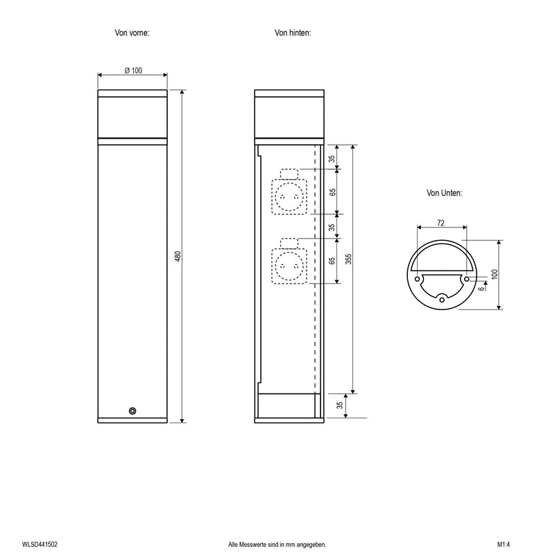 EVN Lichttechnik - Wegeleuchte LED-Wegeleuchte WLSD441502 m.Steckdosen, 3000K