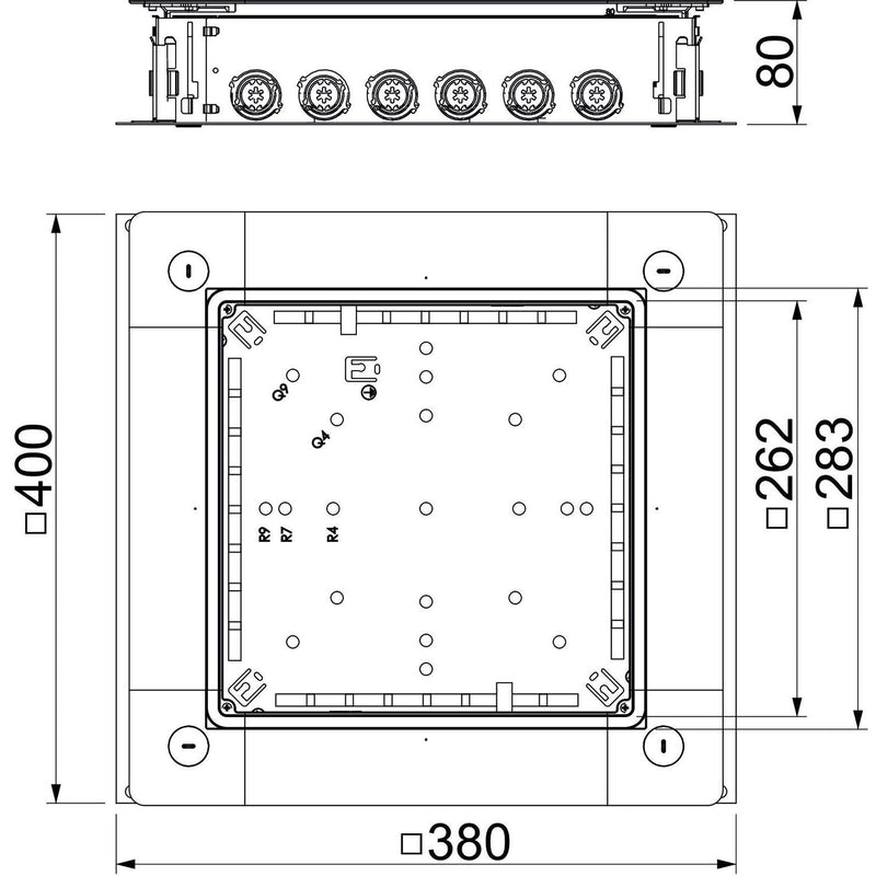 OBO Bettermann - Unterflur-Gerätedose Zug- und Abzweigdose UZD250-4 R 400x380x80 − 1 Stück