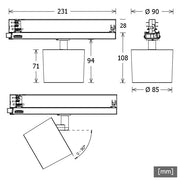 LTS Licht&Leuchten - Downlight/Strahler/Flutlicht LED-Stromschienenstrahler ORYO-T 203.927.15 ws 2700K