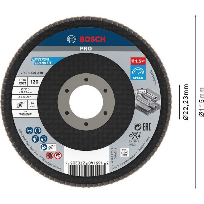 Bosch - Trenn-/Schleifscheibe PRO X571 2608607319 Fächerschleifscheibe