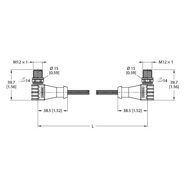 Turck - Rundsteckverbinder, feldkonfektionierbar (Industriesteckverbinder) Verbindungsleitung WSSD-WSSD-4422-0.3M