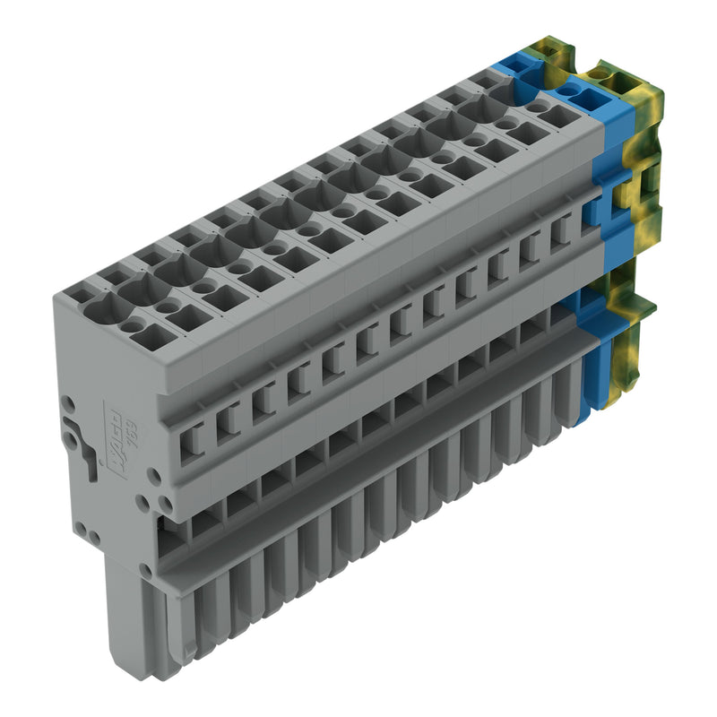 WAGO - Ein- und mehrpolige Klemmenleiste 1-Leiter-Federleiste 769-115/000-038 4mm²,gn-ge/bl/gr − 10 Stück