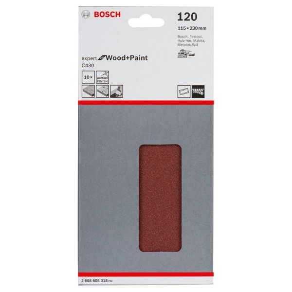 Bosch - Schleifpapier/Schleifvlies Schleifblatt C430, 115 x 2608605318 230 mm 120 14 Löcher