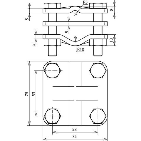 DEHN - Anschlussklemme für Stab-/Tiefenerder TE-Anschlussklemme AKTE2030812FL40STTZN St/tZn f.D20-30mm