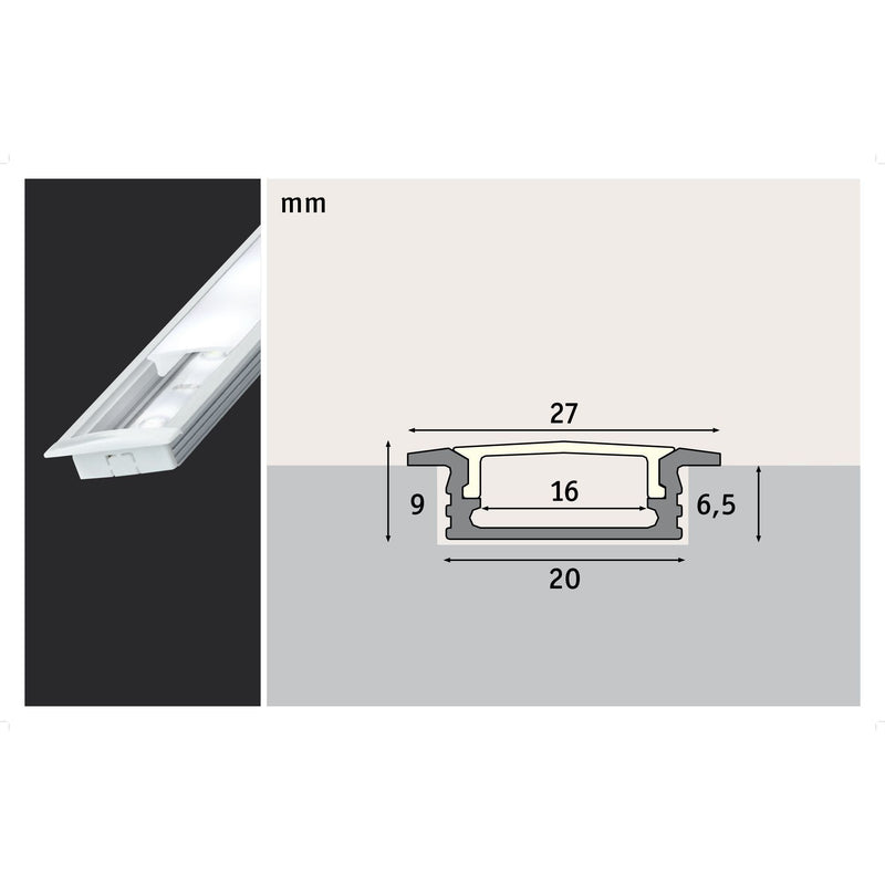 Paulmann - Zubehör/Ersatzteile für Lichtschlauch/-band LED-Strip Einbauprofil 704.09