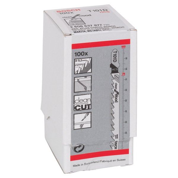 Bosch - Stichsägeblatt Clean for Wood, 100er-Pack 2608637877